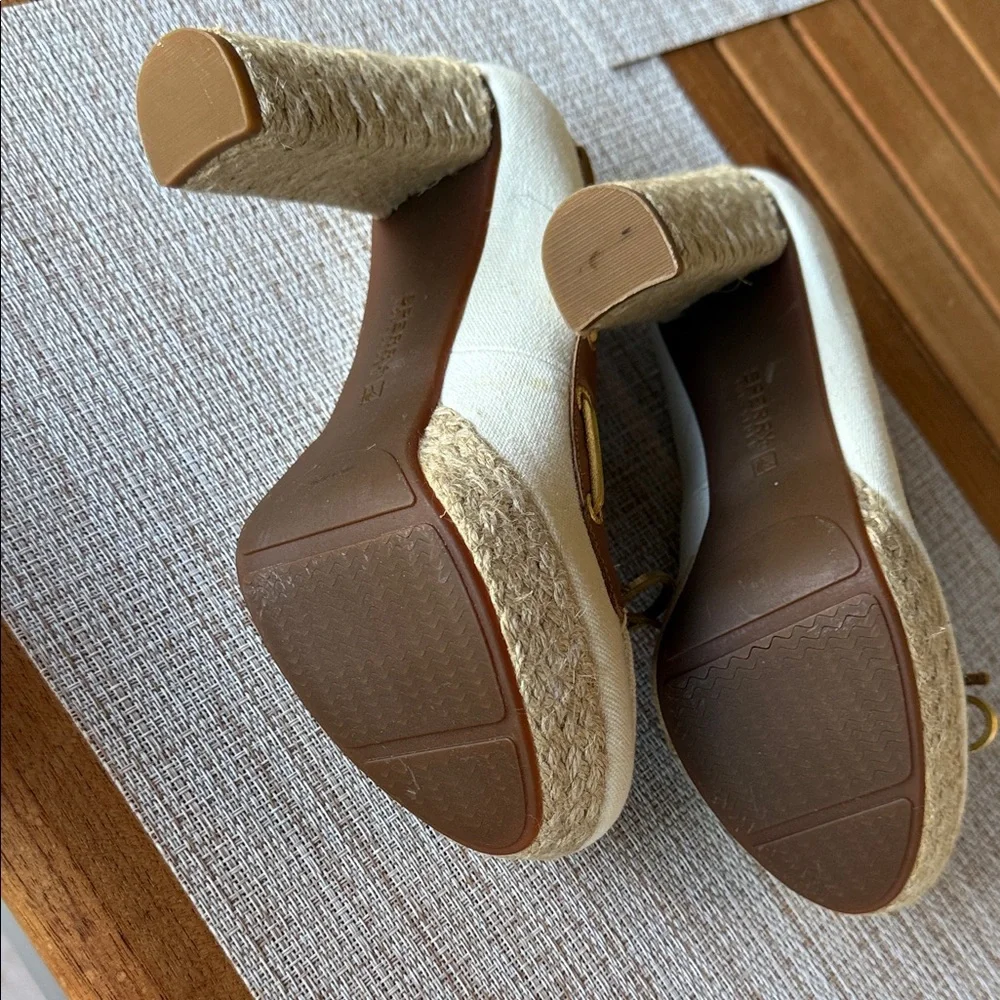 Sale - Sperry Tan and Cream Espadrille Shoes, size 7.5